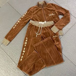 Vintage Lady Enyce Velour Zip up Track Suit 2 piece